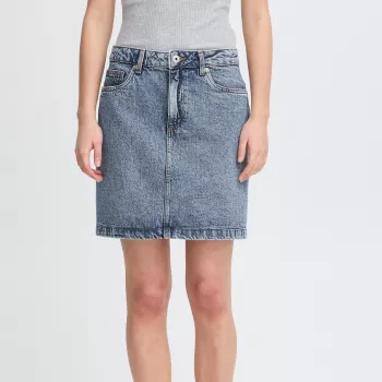 Ichi Women’s Blue Cotton Skirt: Breathable Everyday Style